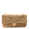 Suede Calfskin Small Souplissimo Maxi Flap Dark Beige