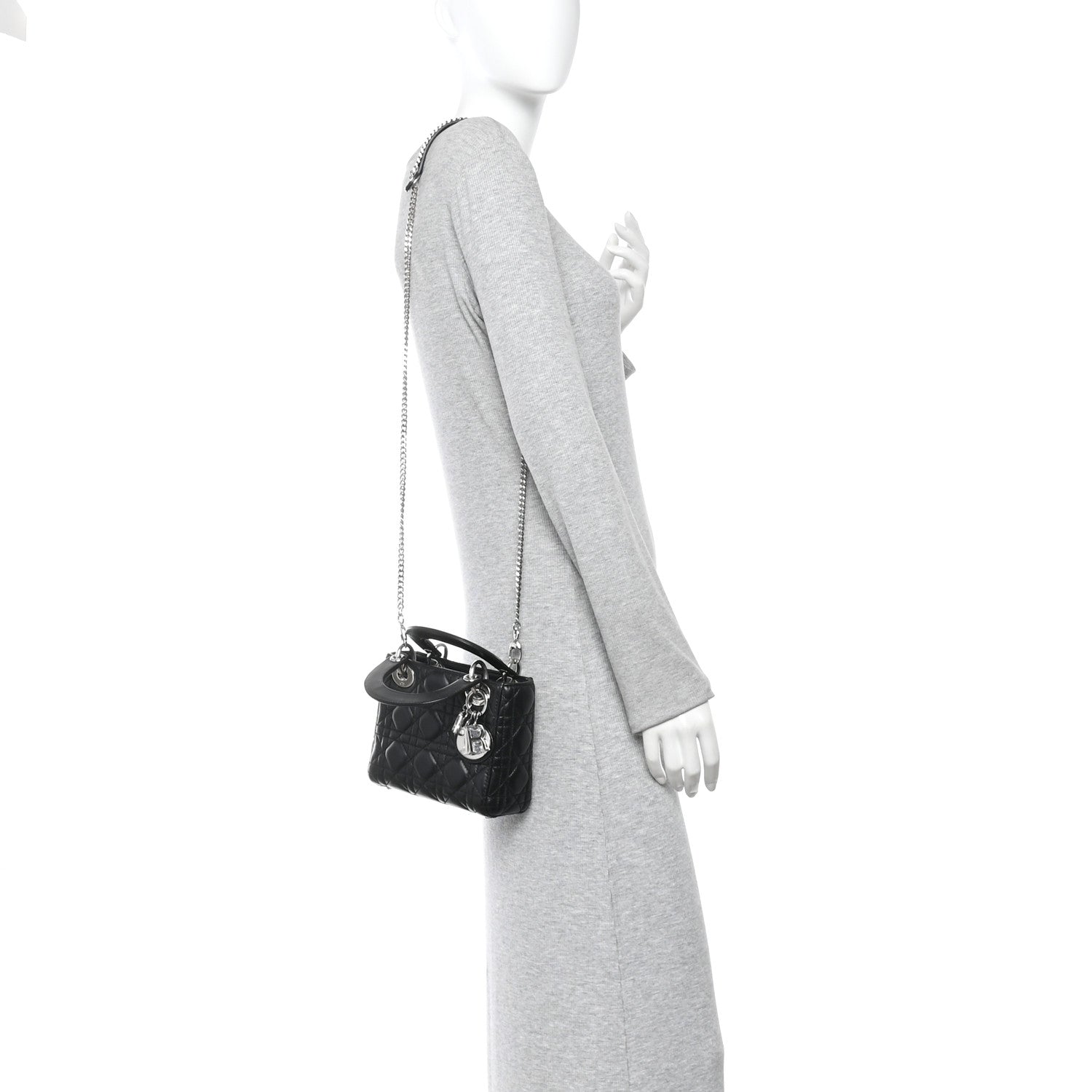 Lambskin Cannage Mini Lady Dior Black