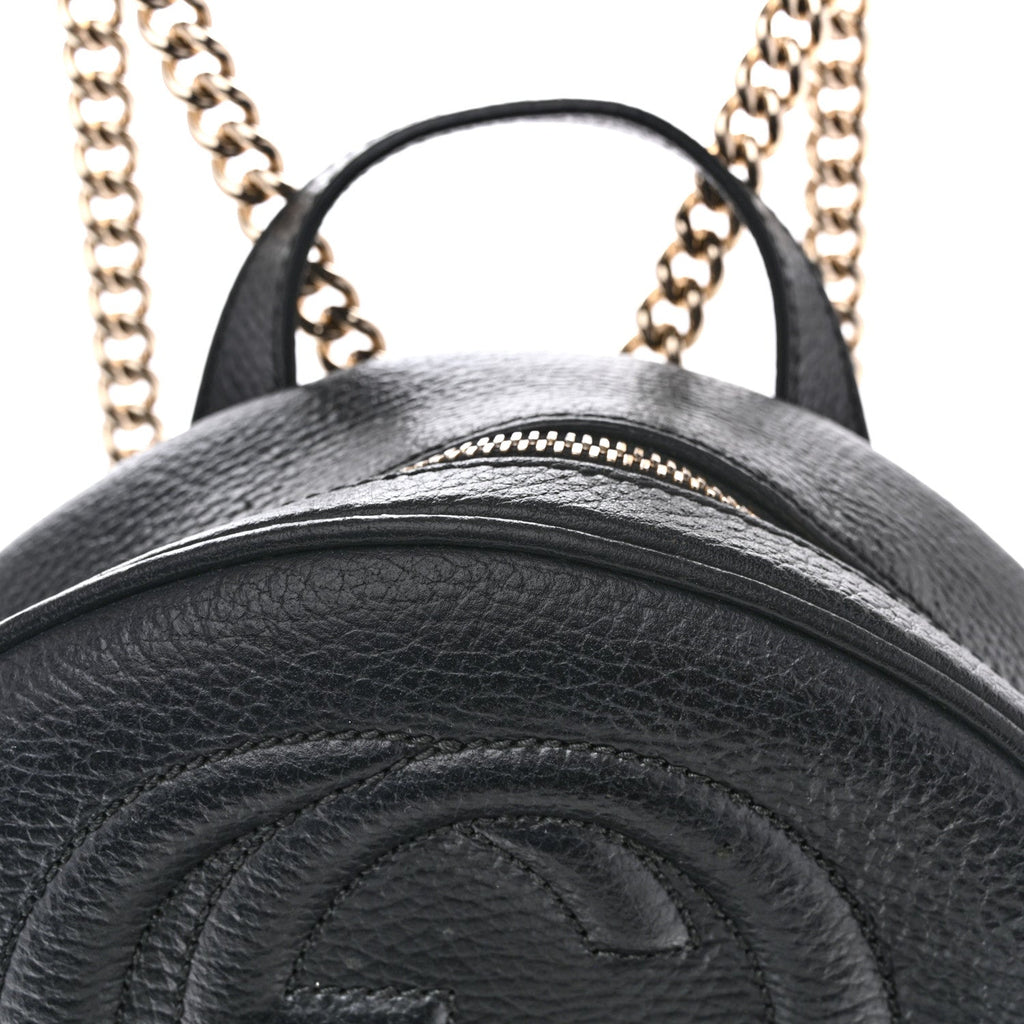 Pebbled Calfskin Soho Chain Backpack Black