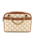 Calfskin Triomphe Canvas Small Patapans White