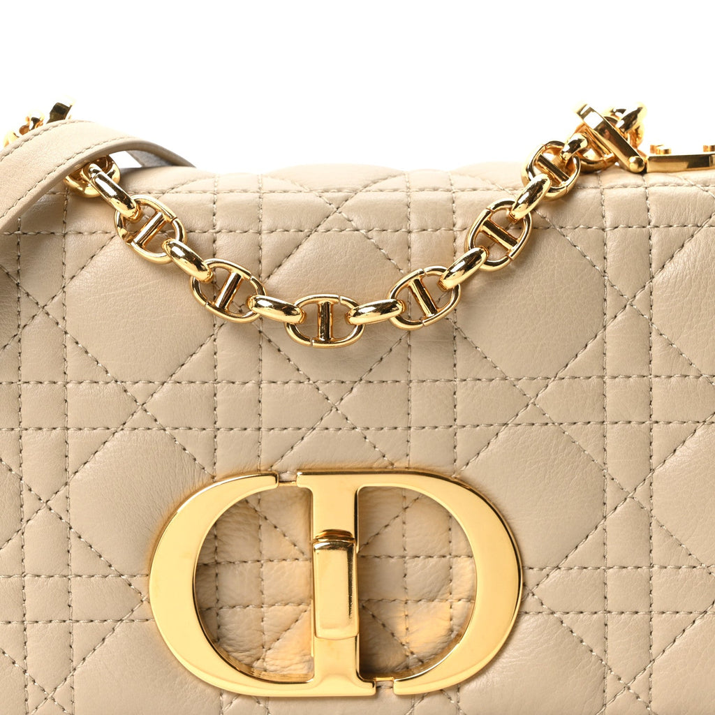 Calfskin Cannage Small Caro Bag Beige