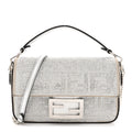 Crystal Vitello Laminato FF Mini Baguette Crystal Argento