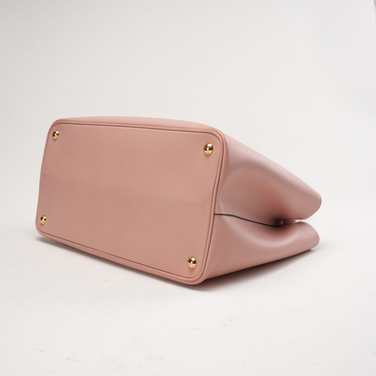 Prada Saffiano Cuir Medium Double Bag Pink