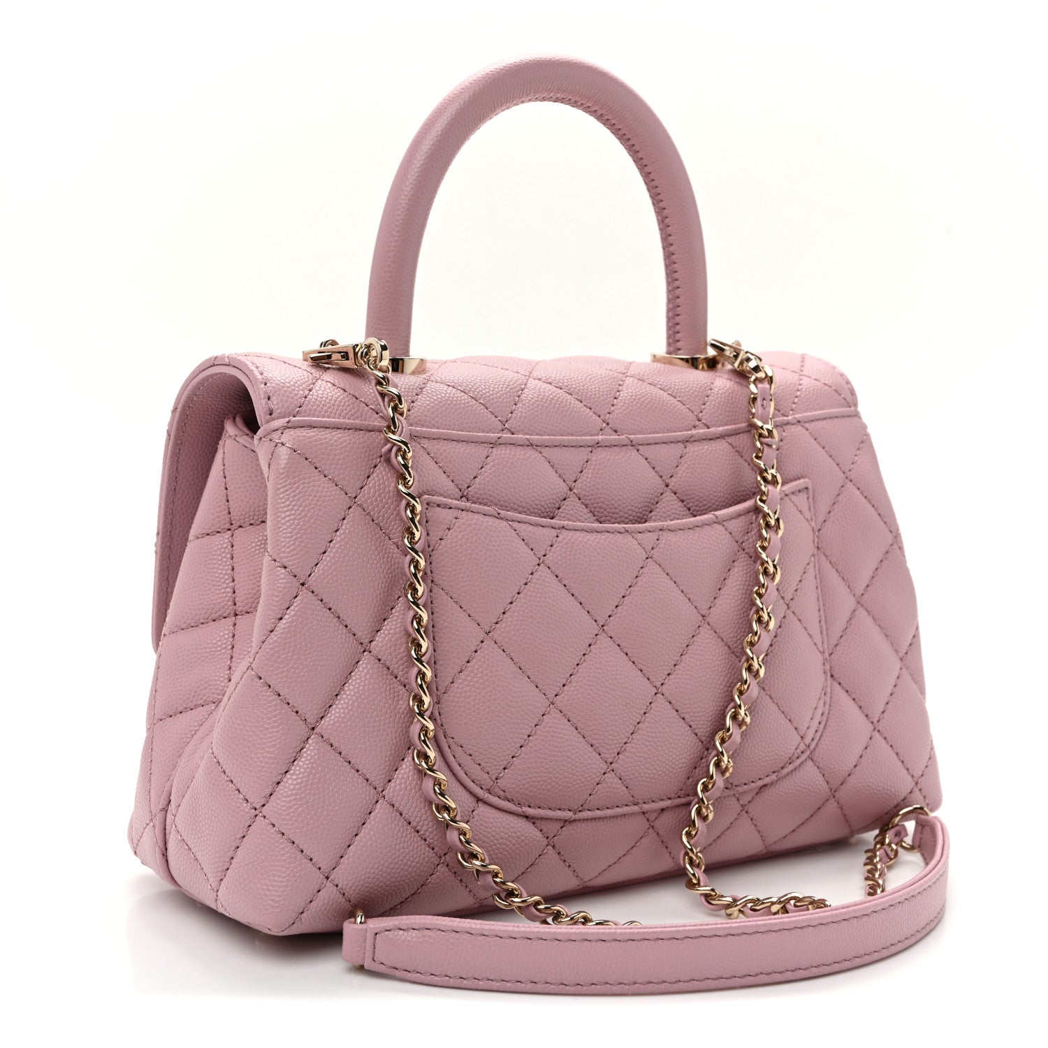 Caviar Quilted Mini Coco Handle Flap Light Pink