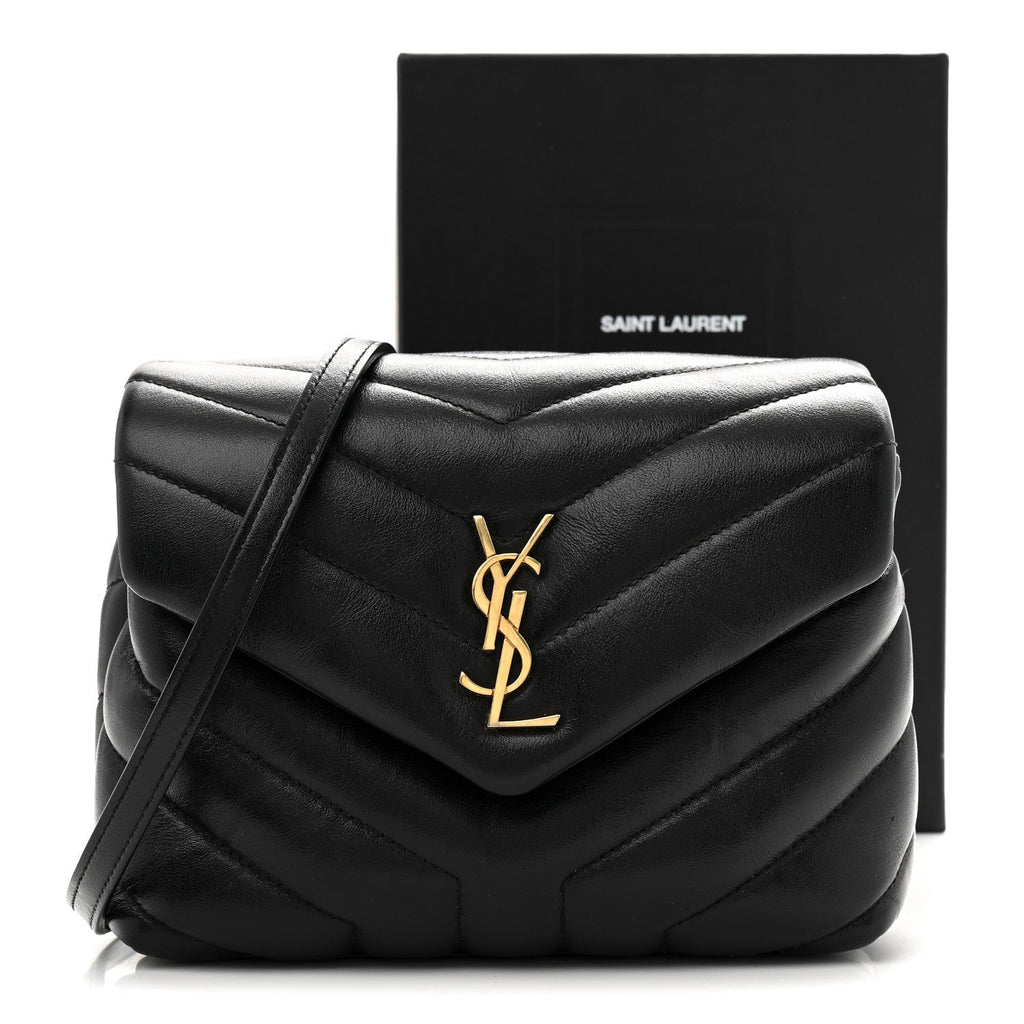 Calfskin Y Quilted Monogram Toy Loulou Crossbody Bag Black
