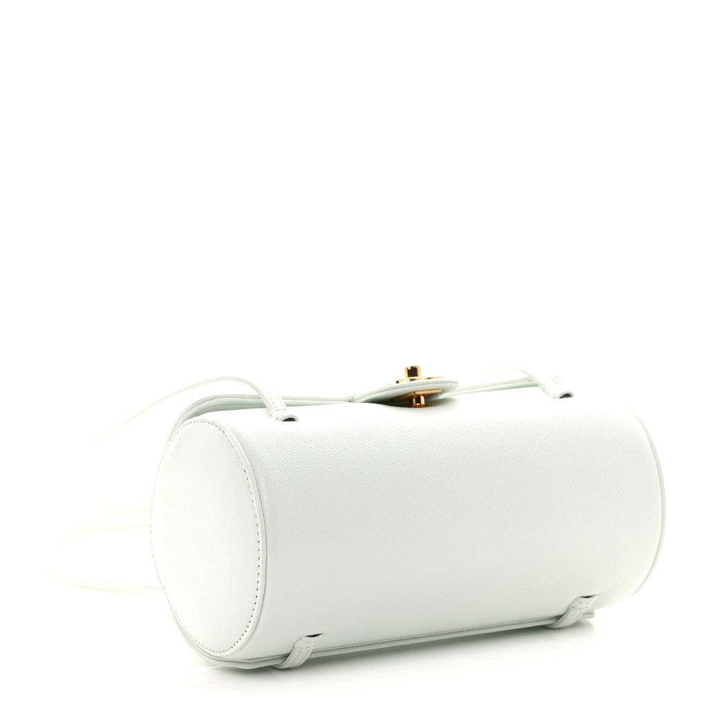Shiny Caviar Preppy Coco Small Bowling Bag Light Blue