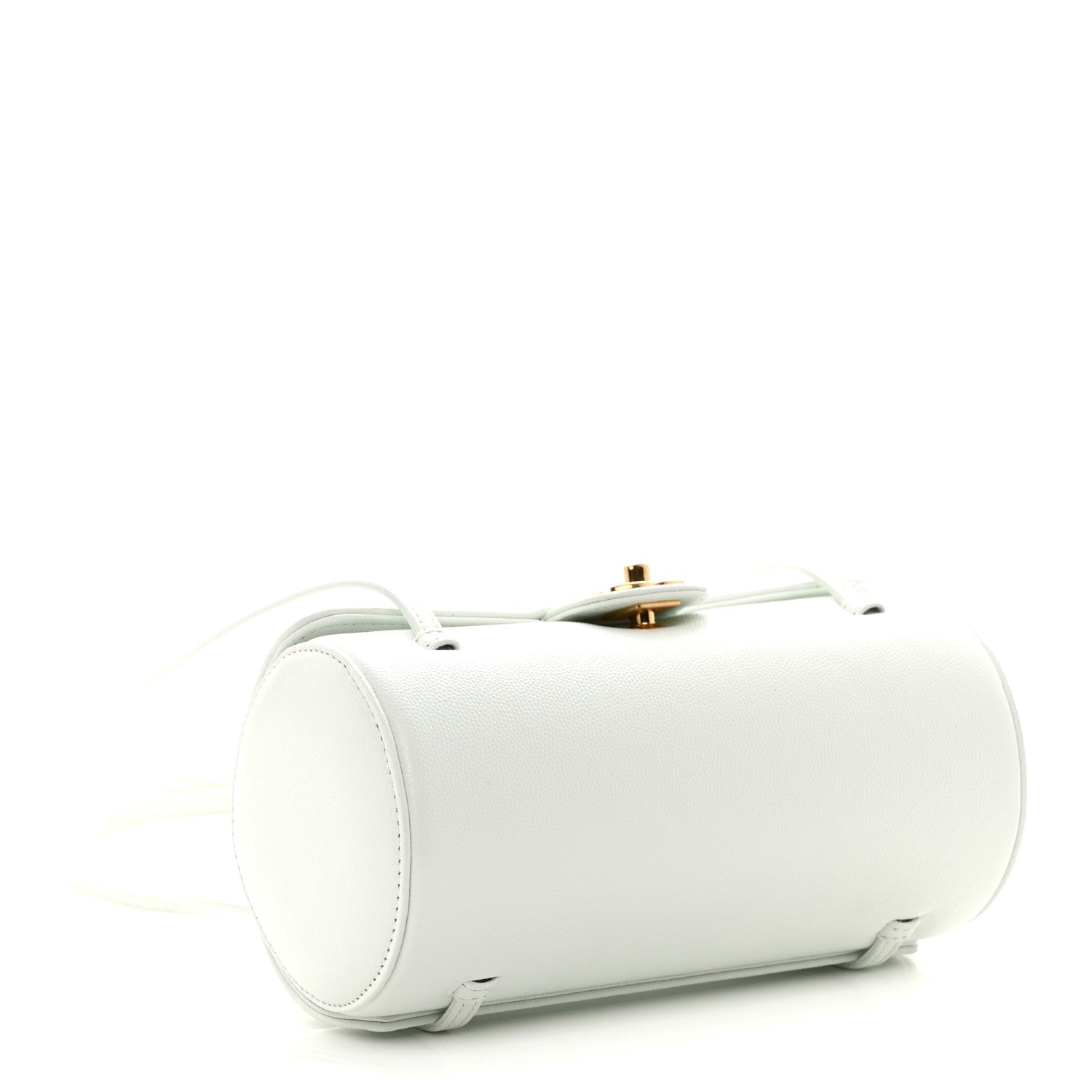 Shiny Caviar Preppy Coco Small Bowling Bag Light Blue