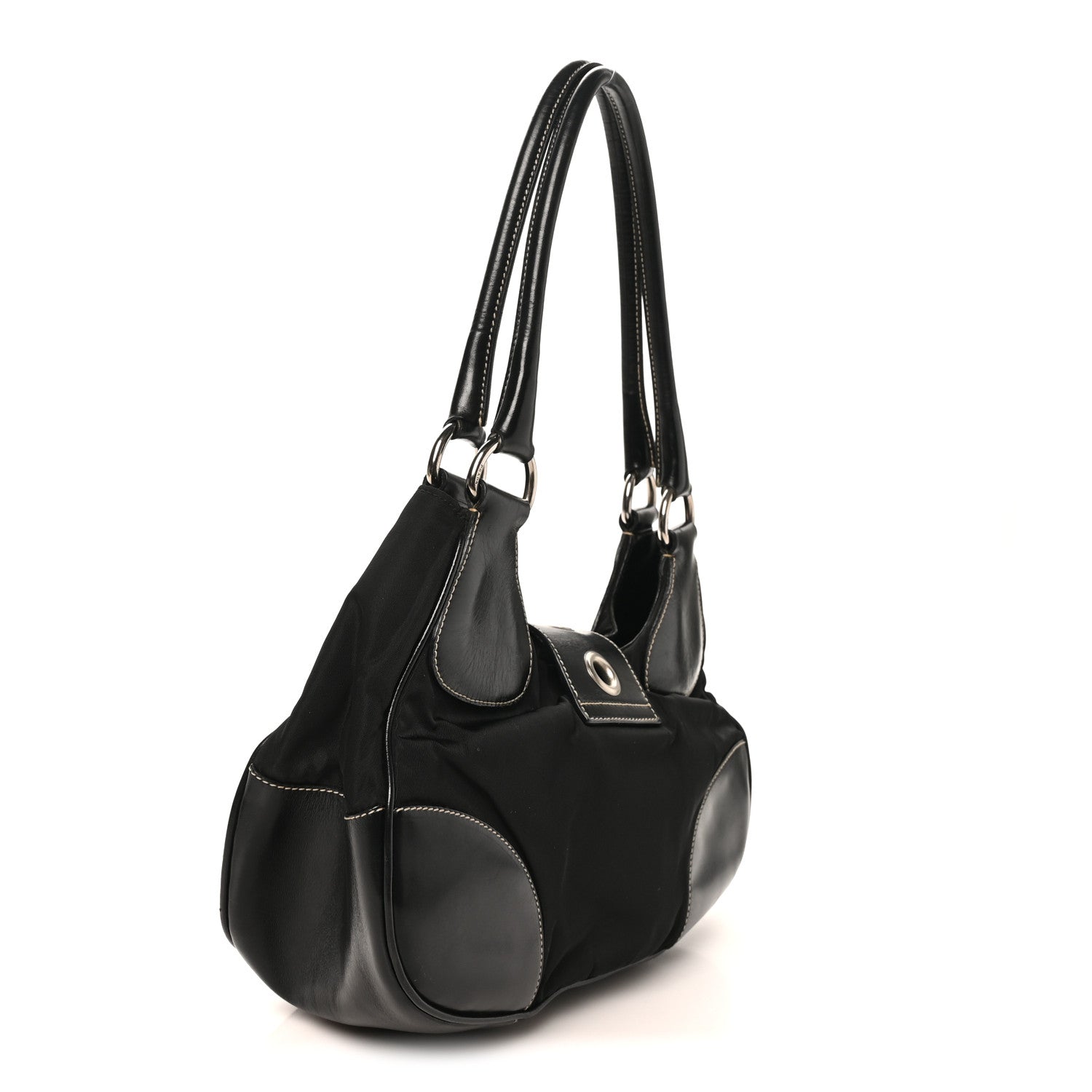 Tessuto Nylon Moon Shoulder Bag Black