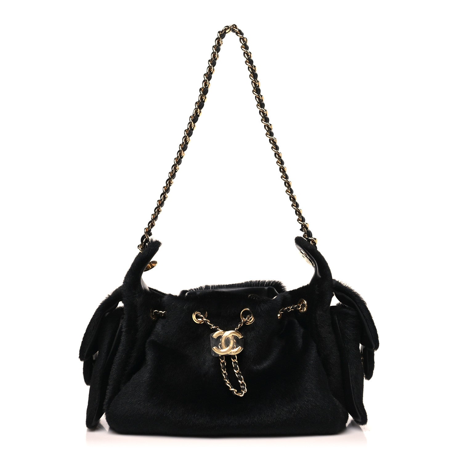 Pony Hair Mini Chanel 25 Handbag Black