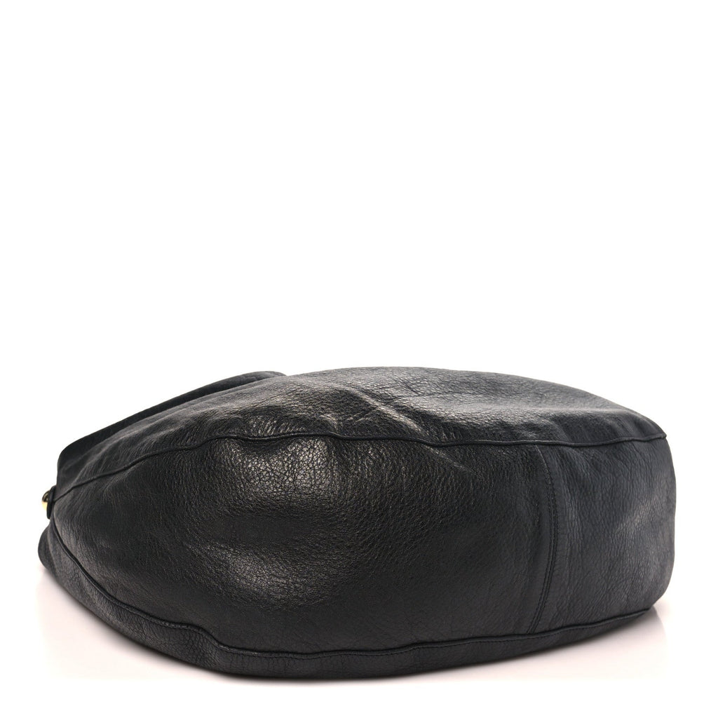 Soft Spongy Calfskin Large Daria Hobo Black