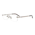 Montblanc Eyeglasses Rectangle Semi Rim, Grey Frame and Clear Demo Lenses Lens MB0132O002
