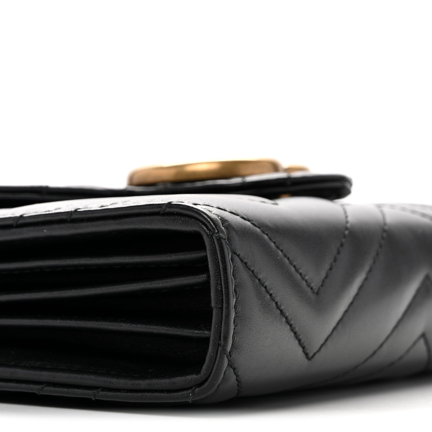 Calfskin Matelasse GG Marmont Chain Wallet Black Black