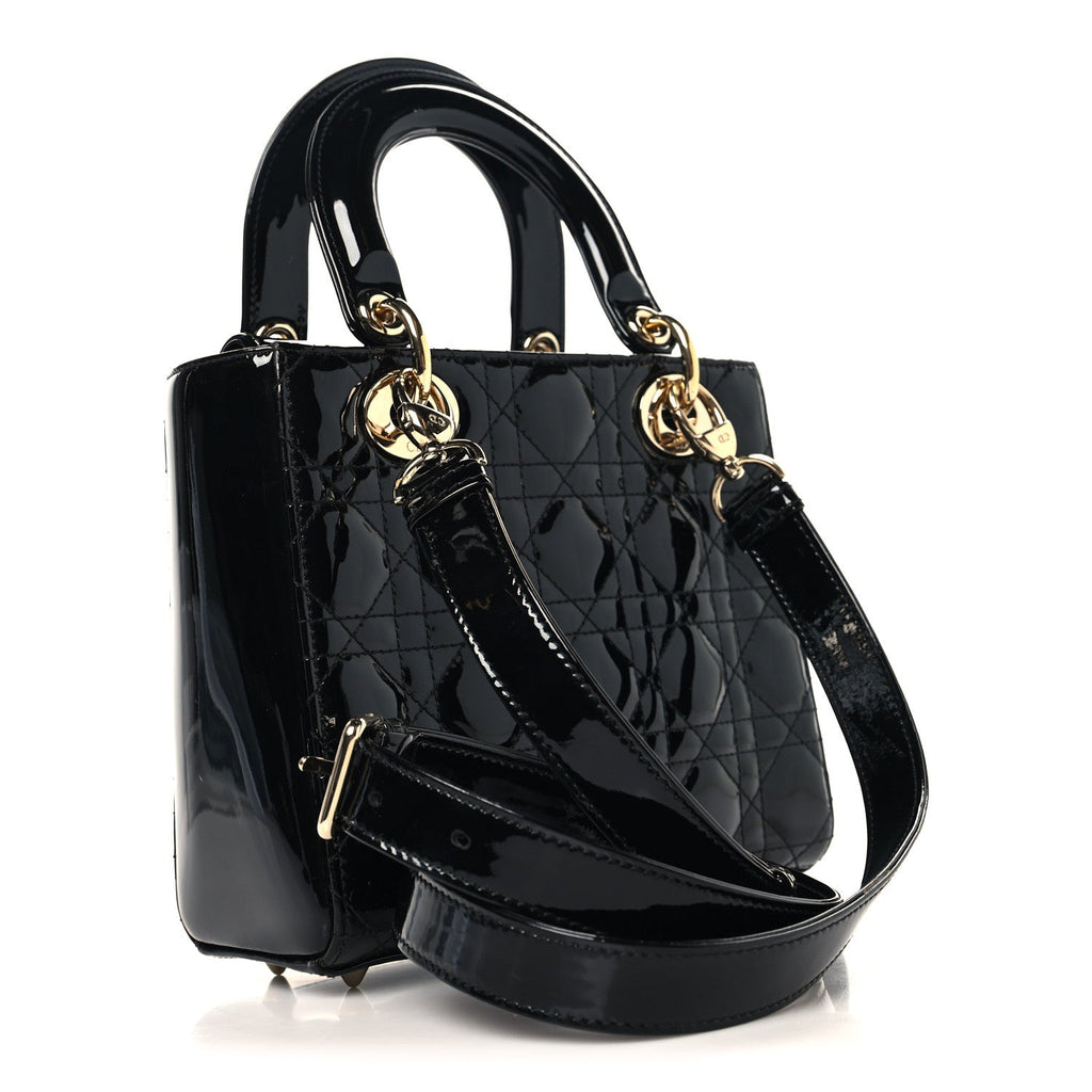 Patent Cannage Small Lady Dior Black