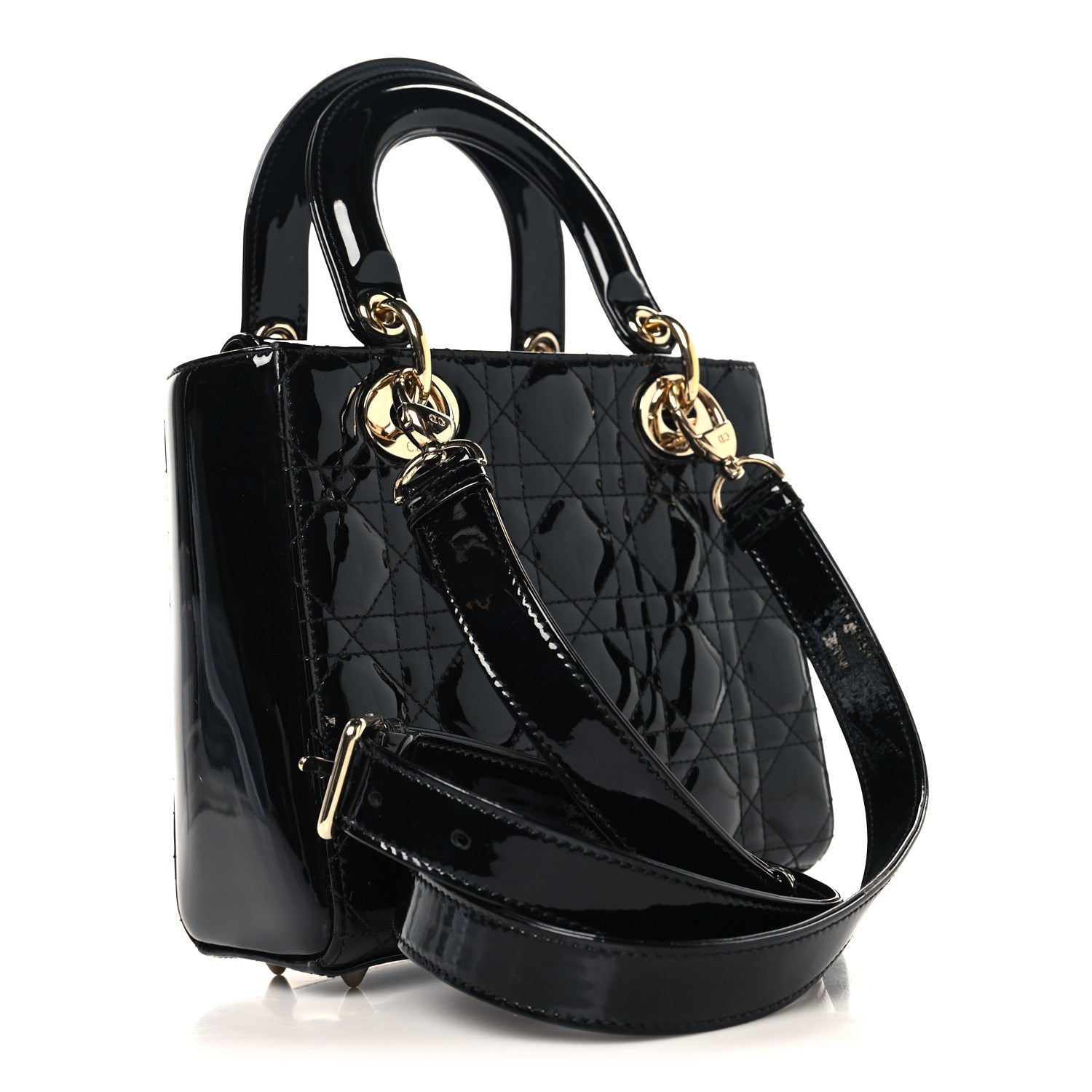 Patent Cannage Small Lady Dior Black