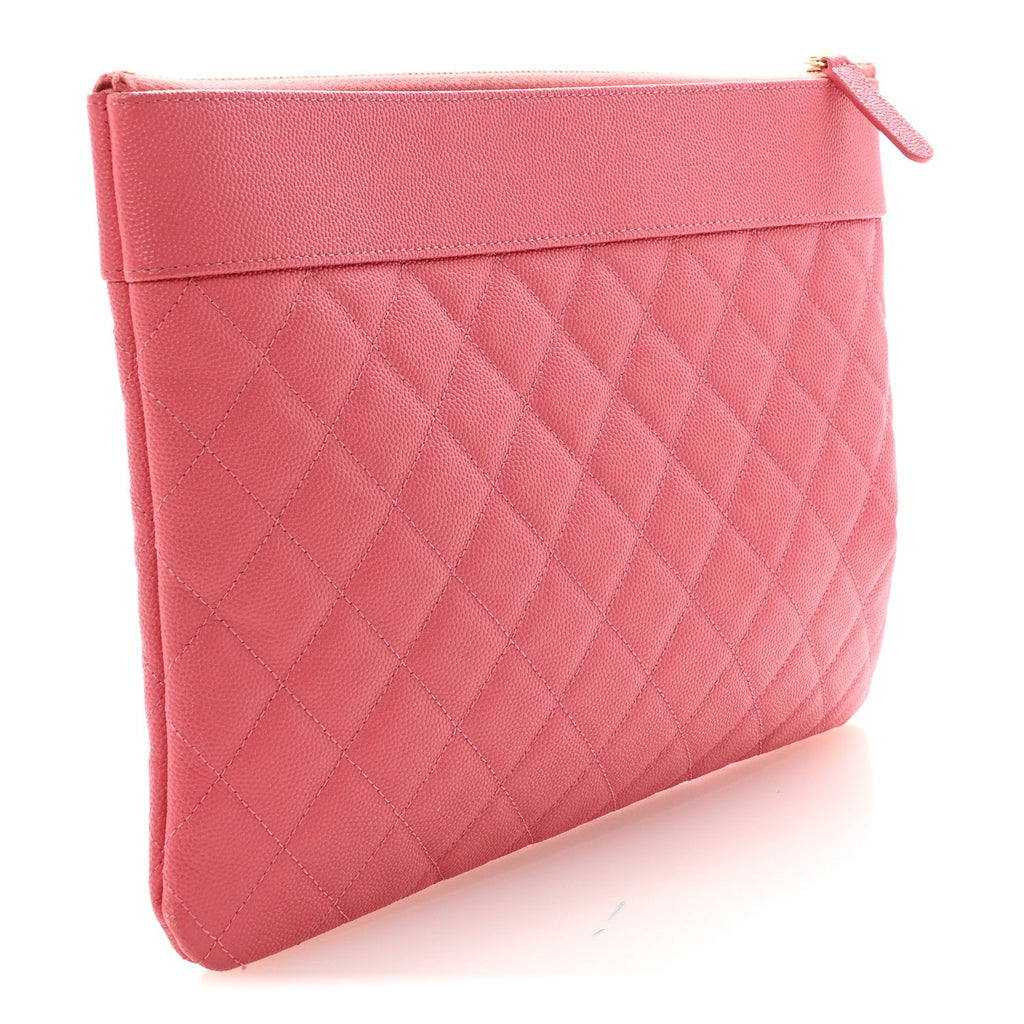 Caviar Quilted Medium Vintage Mademoiselle Cosmetic Case Pink