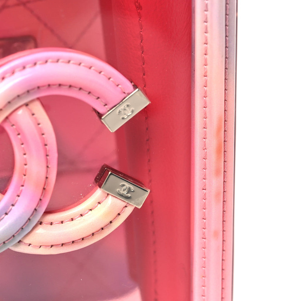 PVC Patent Calfskin Patent Lambskin Vertical Vanity Case Pink