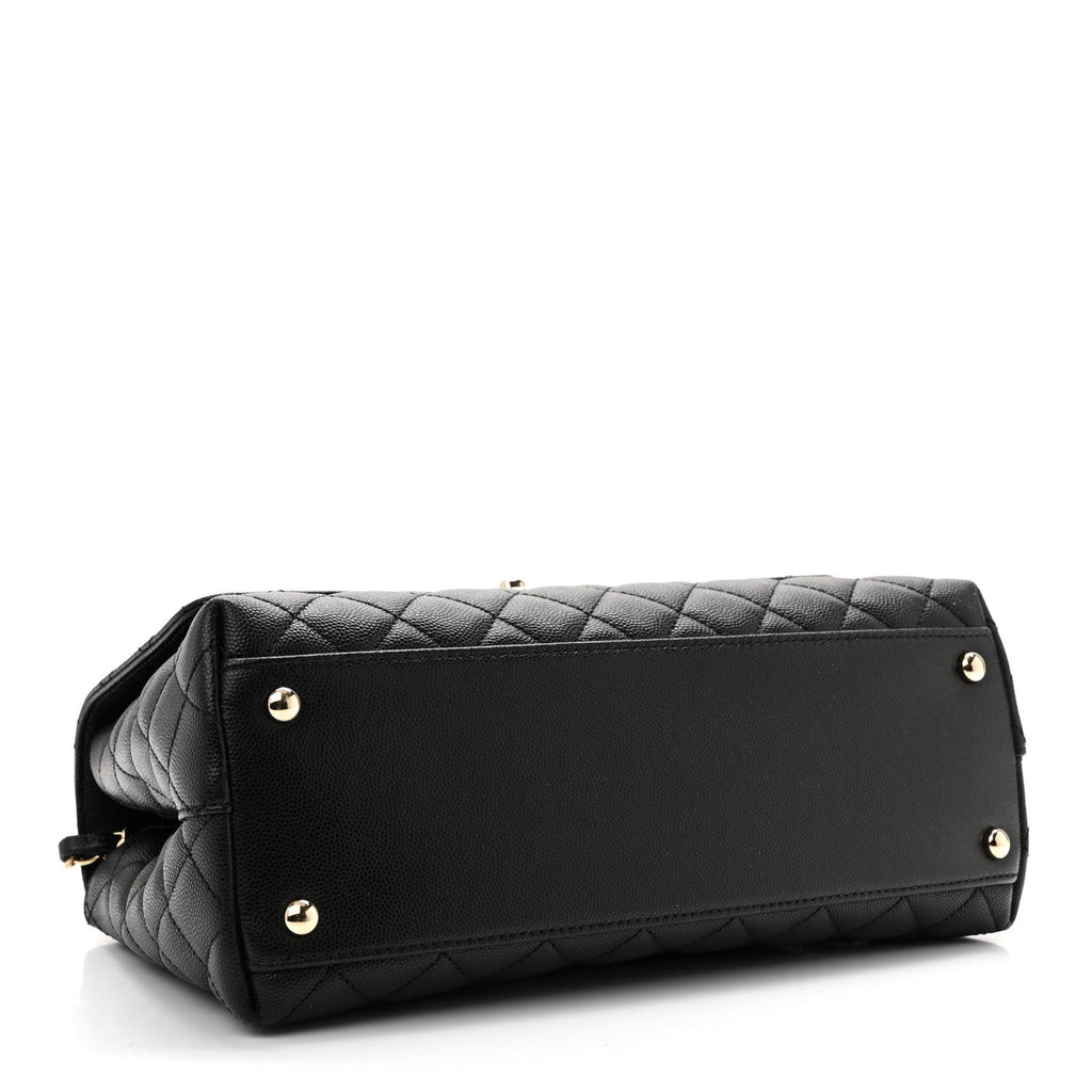 Caviar Quilted Small Coco Handle Flap Black