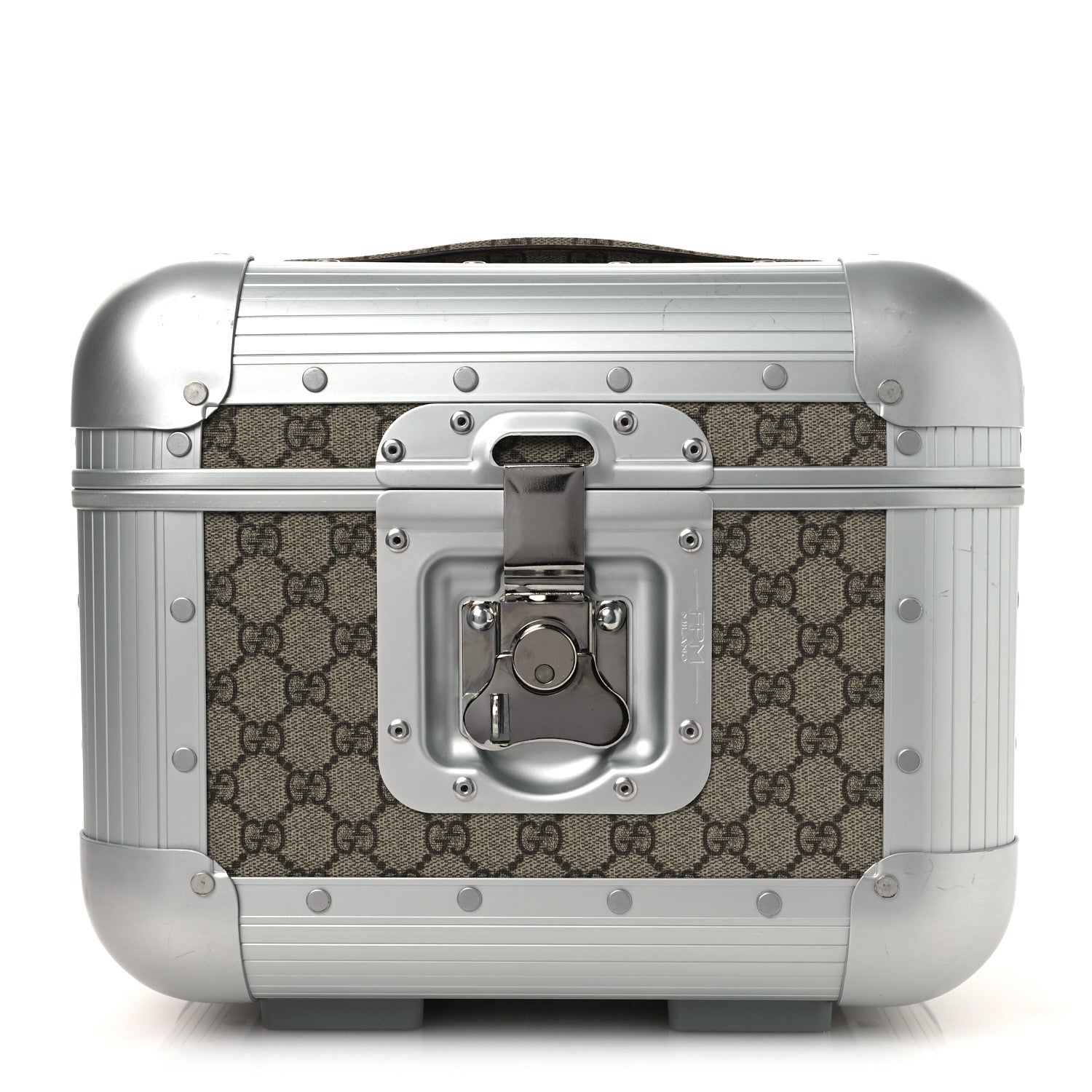 GG Supreme Monogram Aluminum Porter Beauty Case Silver