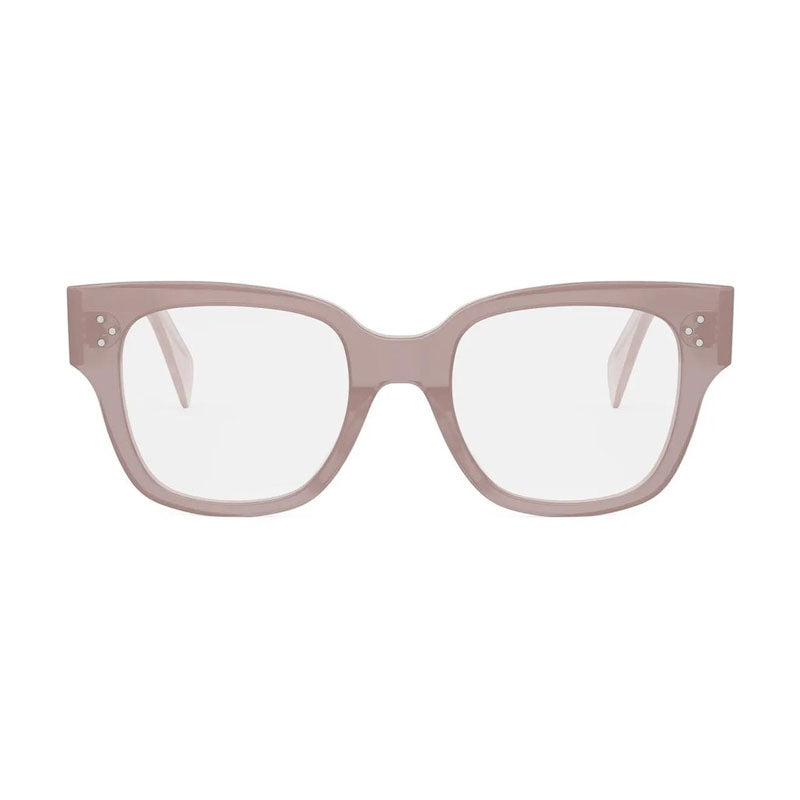 Celine Eyeglasses Square Full Rim, Shiny Light Brown Frame and Clear Demo Lens Lens CL50110U045