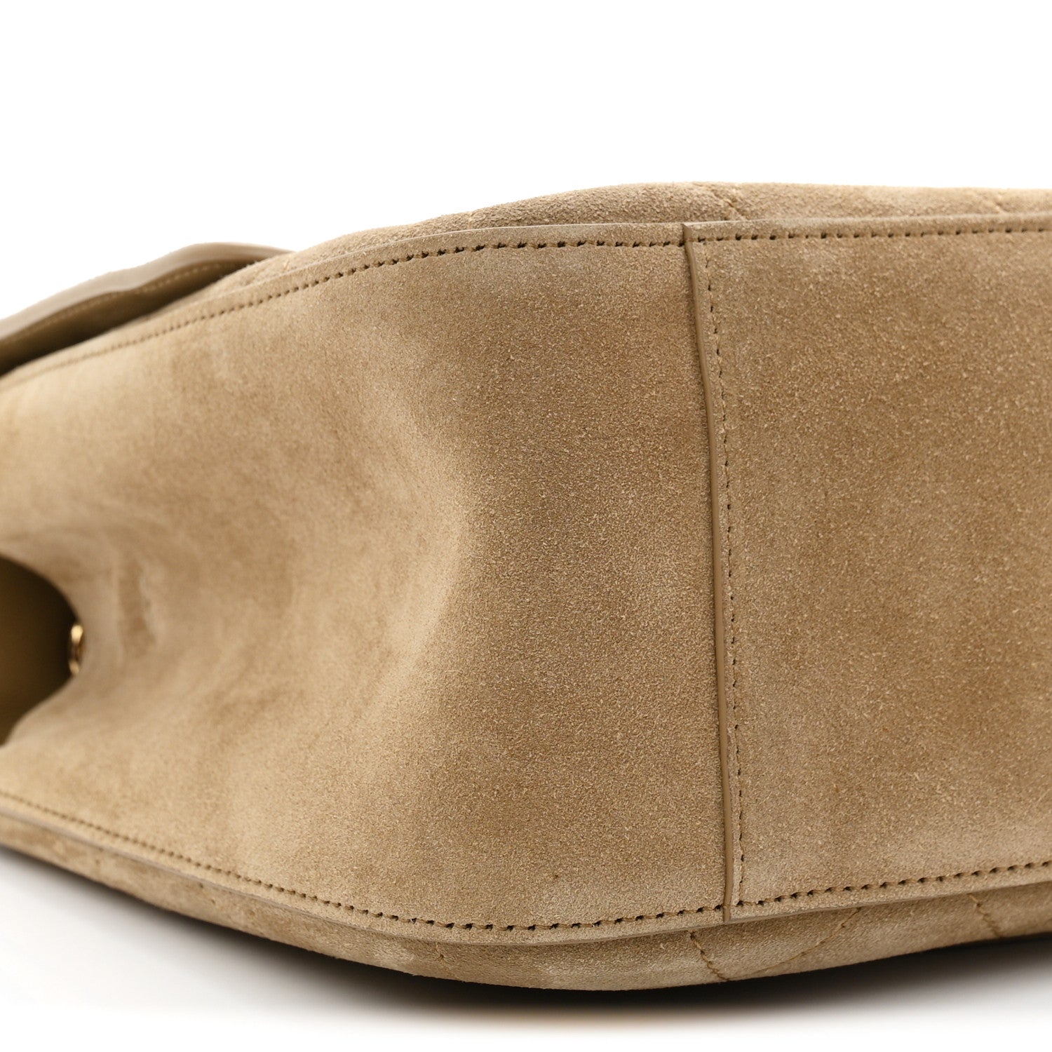 Suede Calfskin Small Souplissimo Maxi Flap Dark Beige