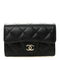 Caviar Quilted Classic 4 Key Holder Wallet Black