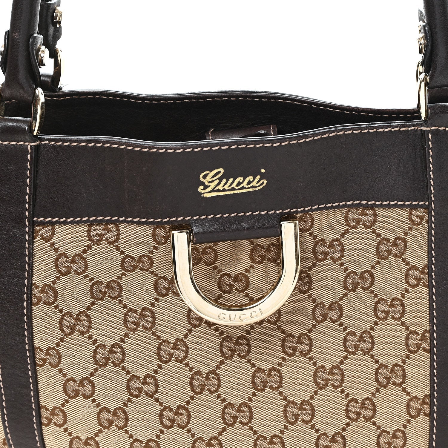 Monogram Medium D Gold Tote Bag Brown
