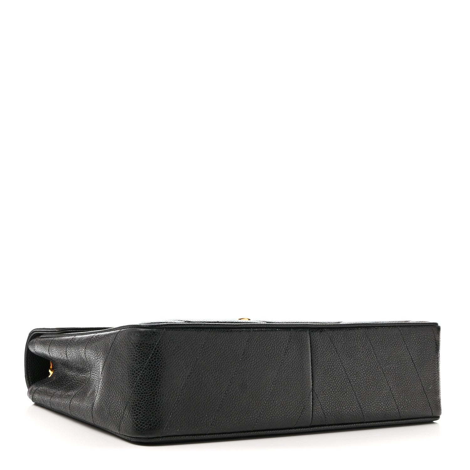 Caviar Chevron Quilted Jumbo Single Flap Black