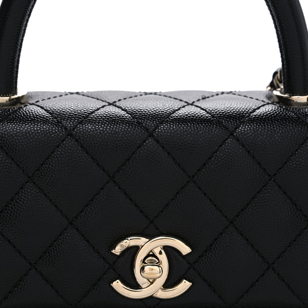 Caviar Quilted Maxi East West Coco Handle Flap Black Black