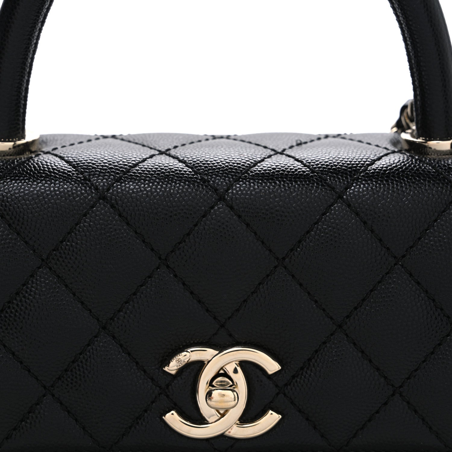 Caviar Quilted Maxi East West Coco Handle Flap Black Black