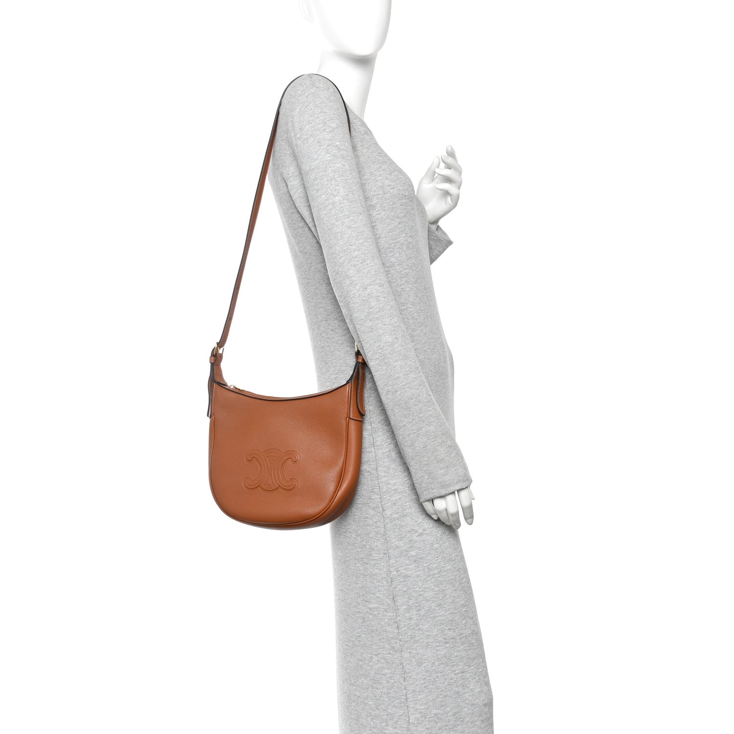 Supple Calfskin Small Triomphe Heloise Shoulder Bag Tan