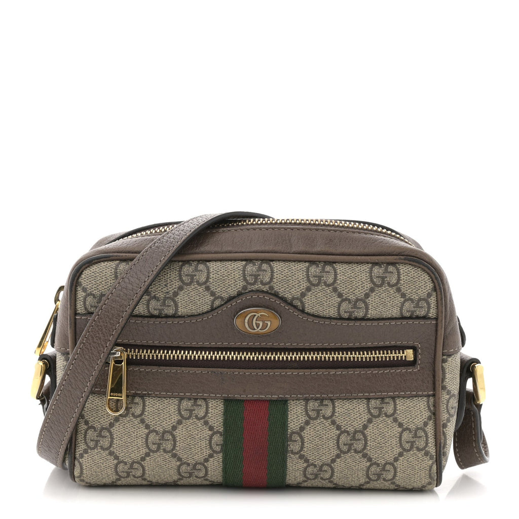 GG Supreme Monogram Web Mini Ophidia Shoulder Bag Brown