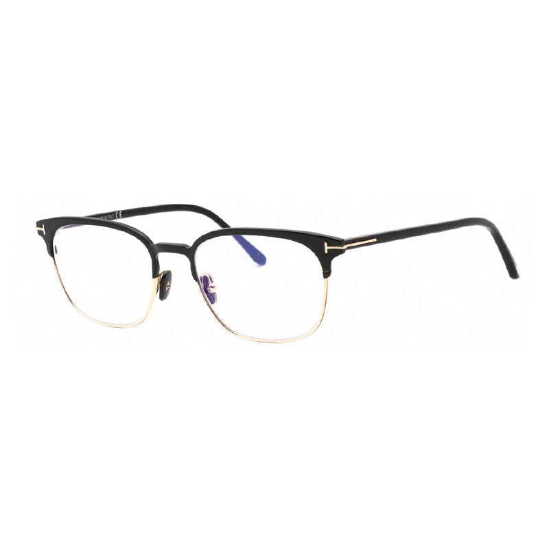 Tom Ford Eyeglasses Browline Full Rim, Matte Gunmetal/Havana Frame and Clear Blue Block Lenses Lens FT5799-B009