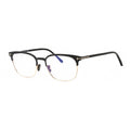 Tom Ford Eyeglasses Browline Full Rim, Matte Gunmetal/Havana Frame and Clear Blue Block Lenses Lens FT5799-B009