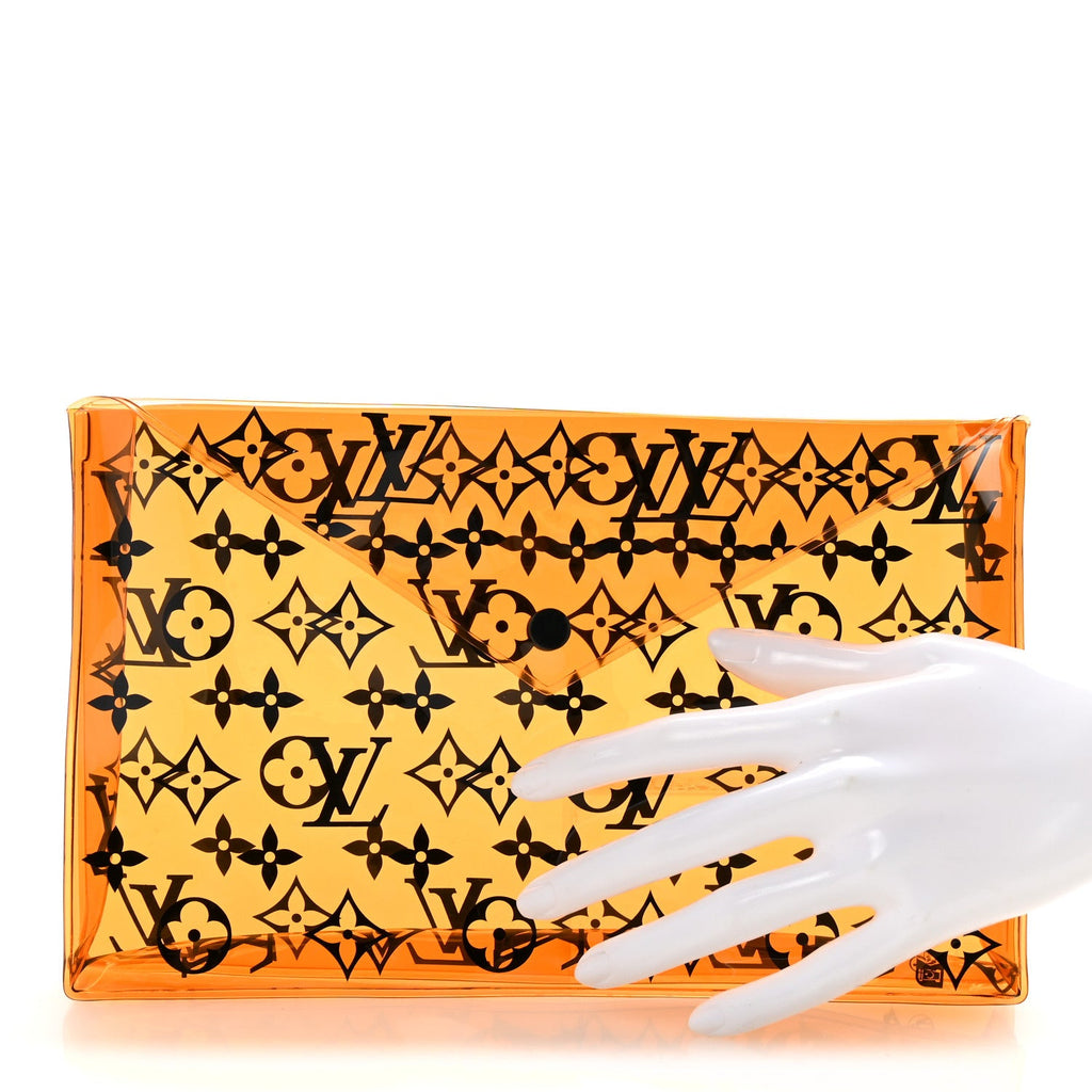PVC Monogram Printed Envelope Pouch Orange