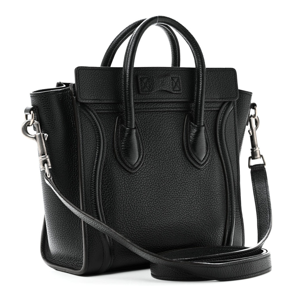 Drummed Calfskin Nano Luggage Black