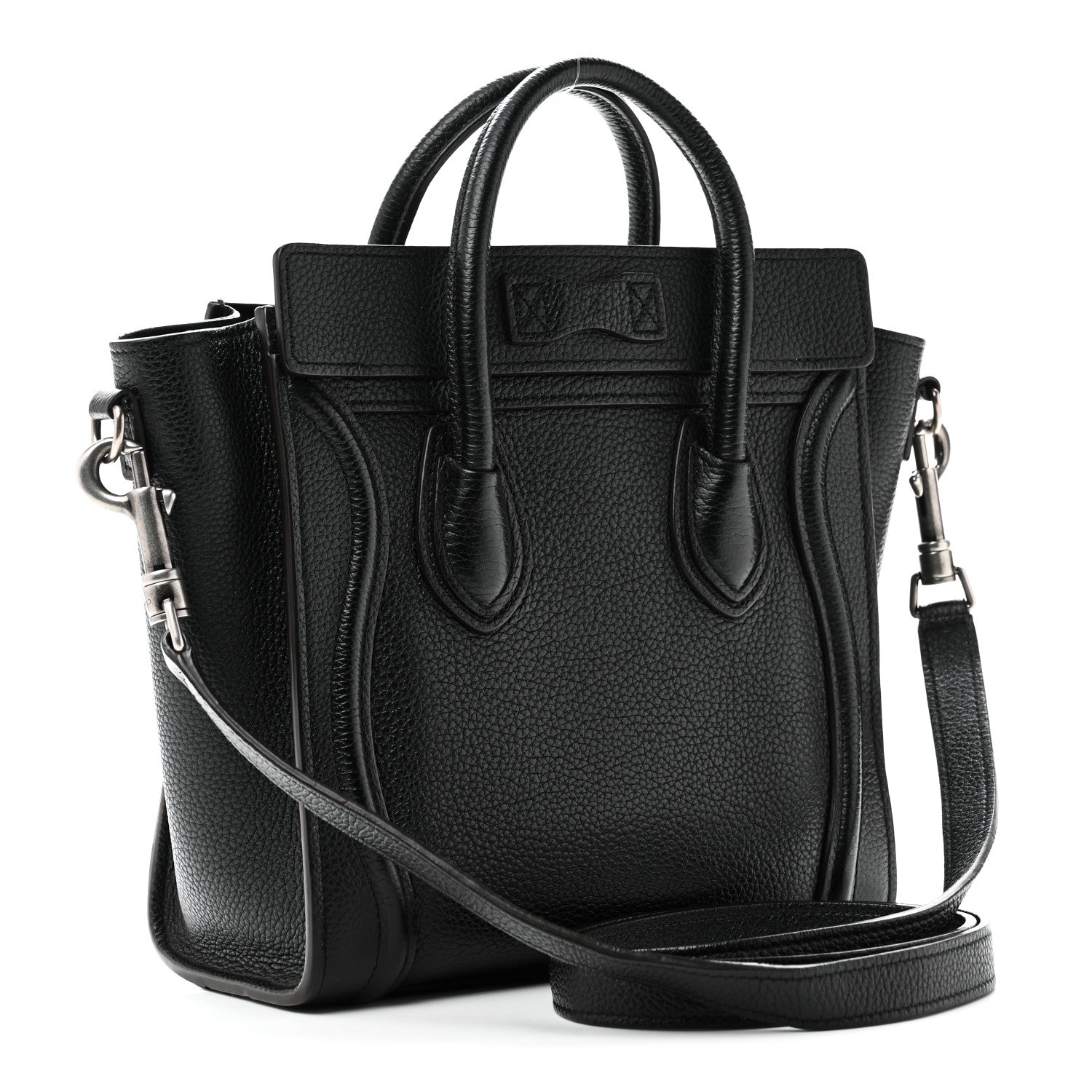 Drummed Calfskin Nano Luggage Black