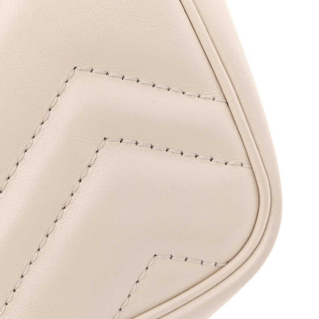 Calfskin Matelasse Super Mini GG Marmont Shoulder Bag White