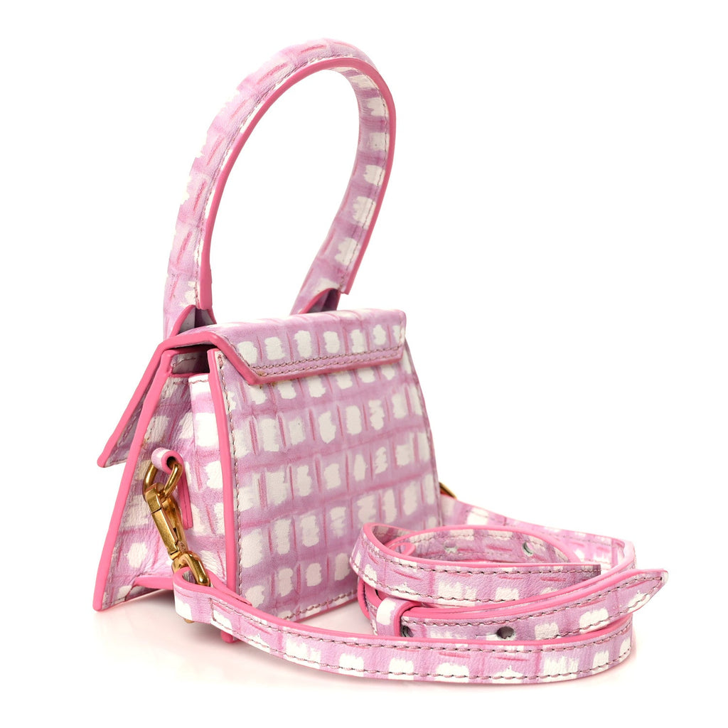 Smooth Calfskin Check Printed Le Chiquito Pink White