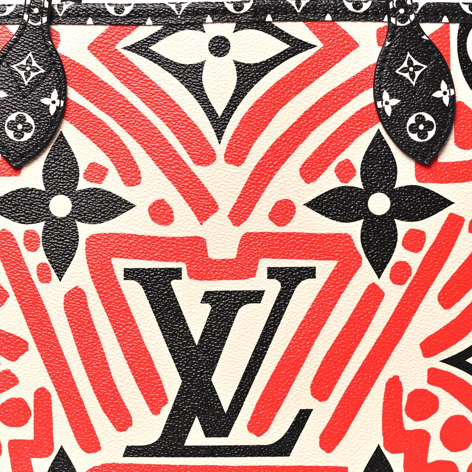 Monogram Giant Crafty Neverfull MM Creme Rouge Black