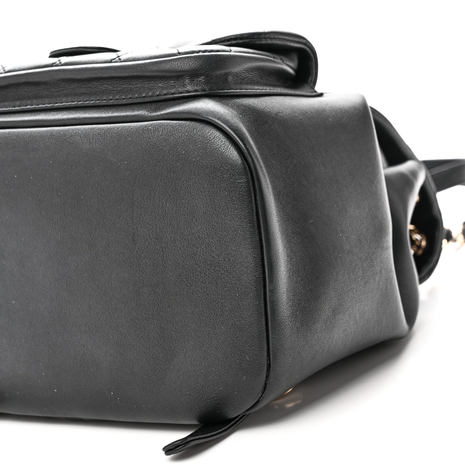 Lambskin Quilted Large Duma Drawstring Backpack Black