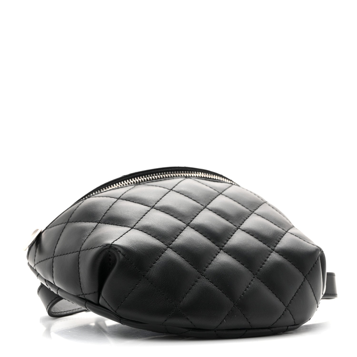 Calfskin Quilted Waist Belt Bag Black