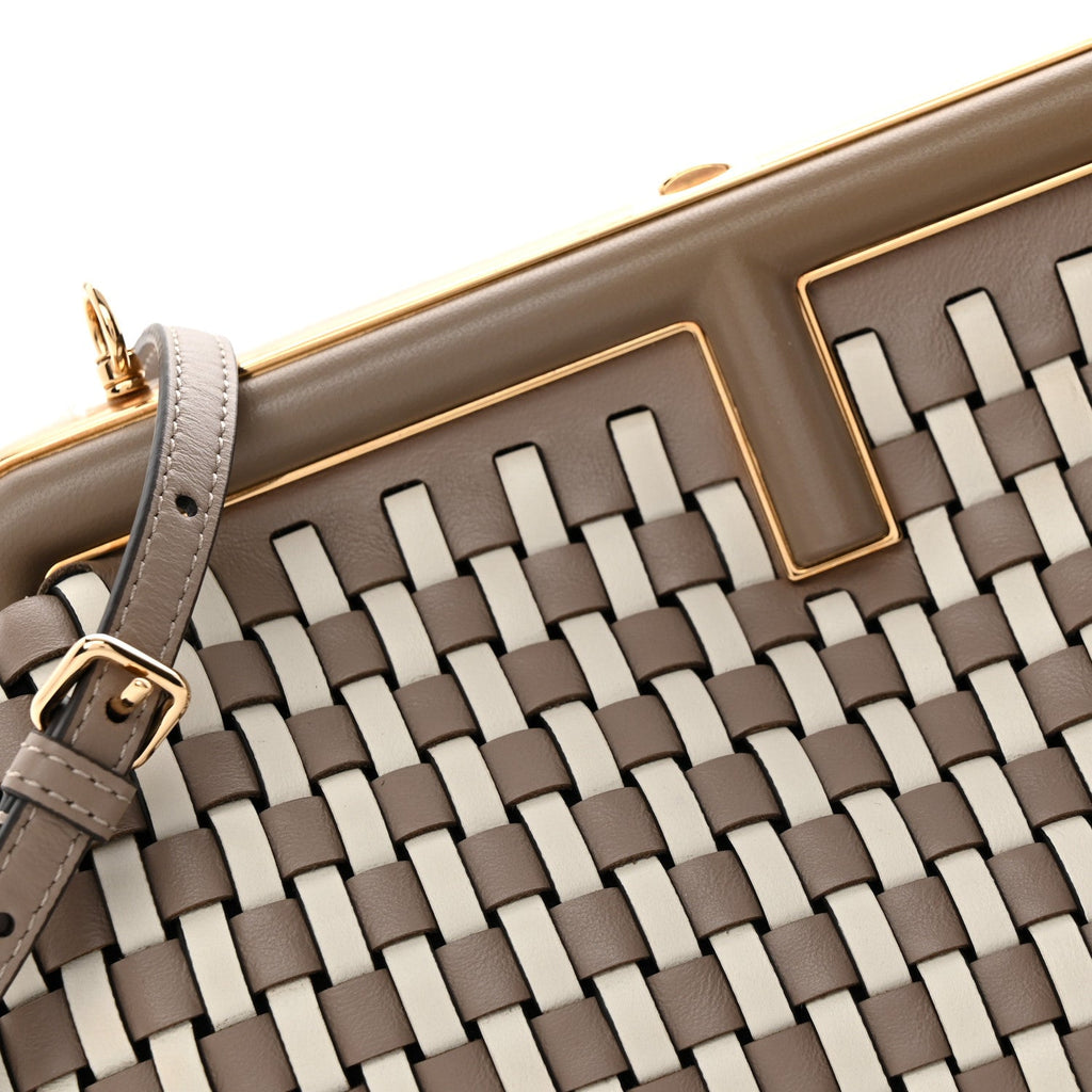 Vitello Grace Intreccio Nappa Small Fendi First Tortora White Rice
