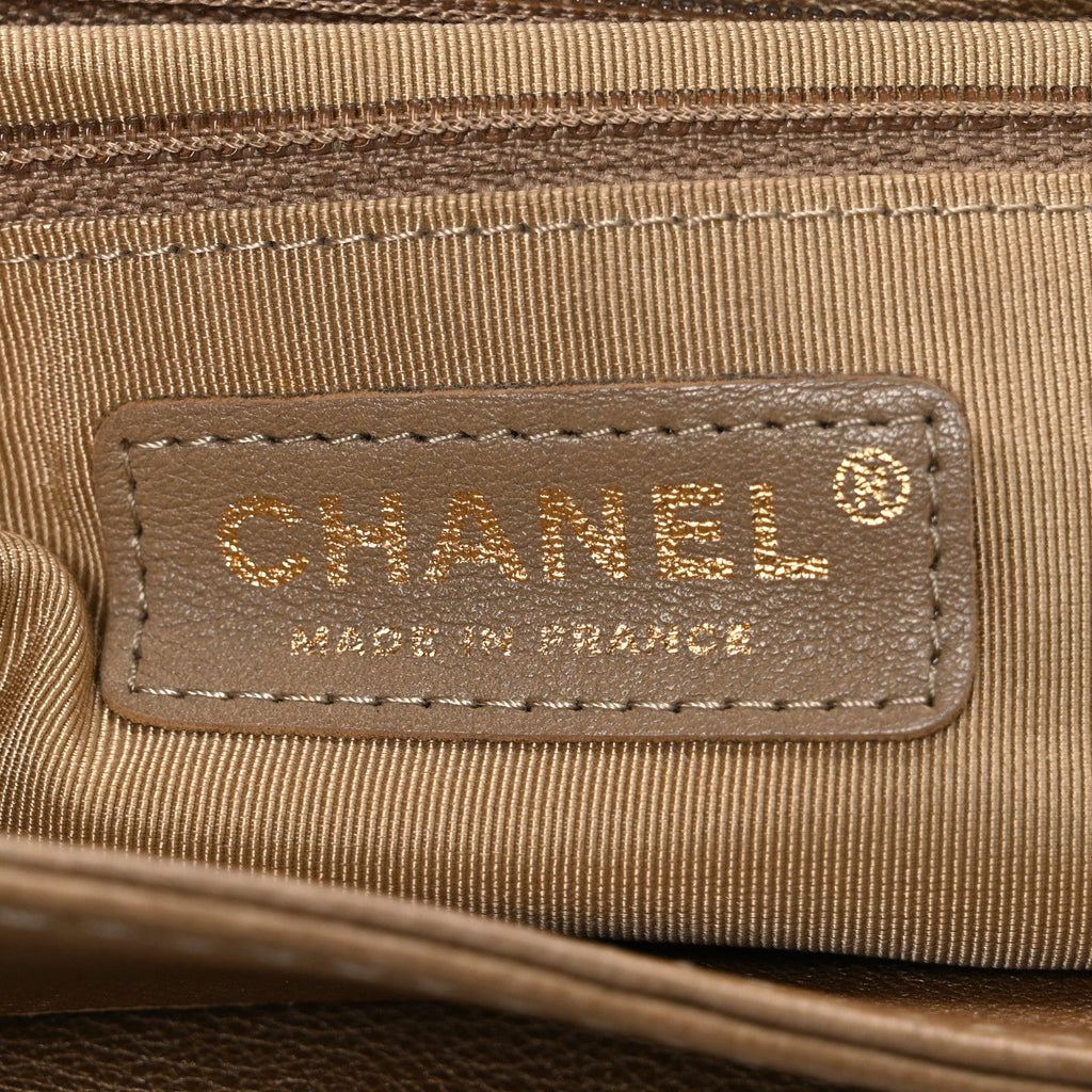 Metallic Calfskin Quilted Trianon Small Messenger Flap Gold