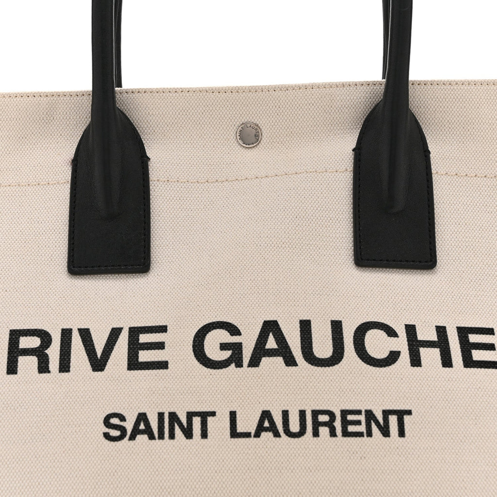 Linen Calfskin Small Rive Gauche Tote Greggio Natural