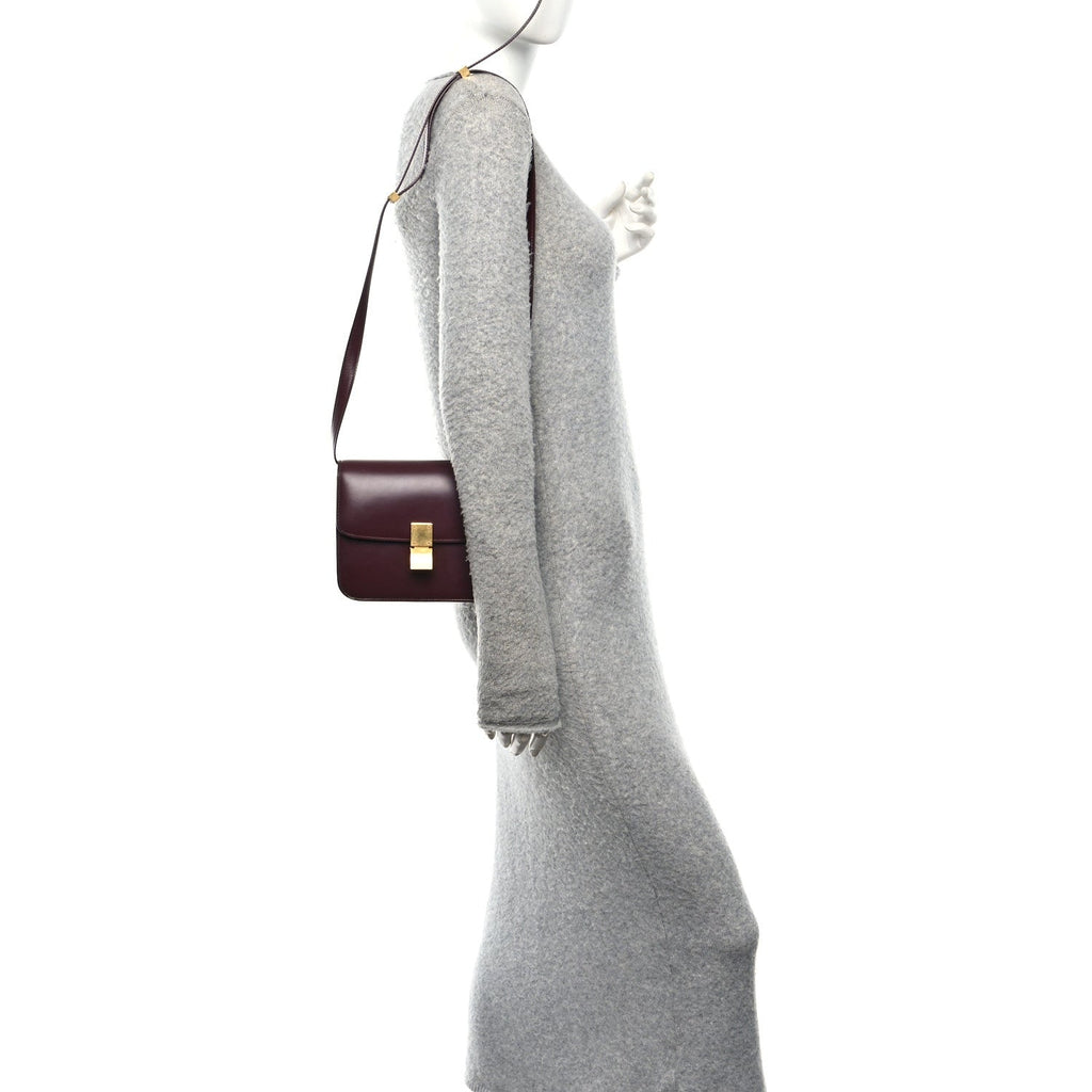 Box Calfskin Teen Classic Box Flap Bag Burgundy