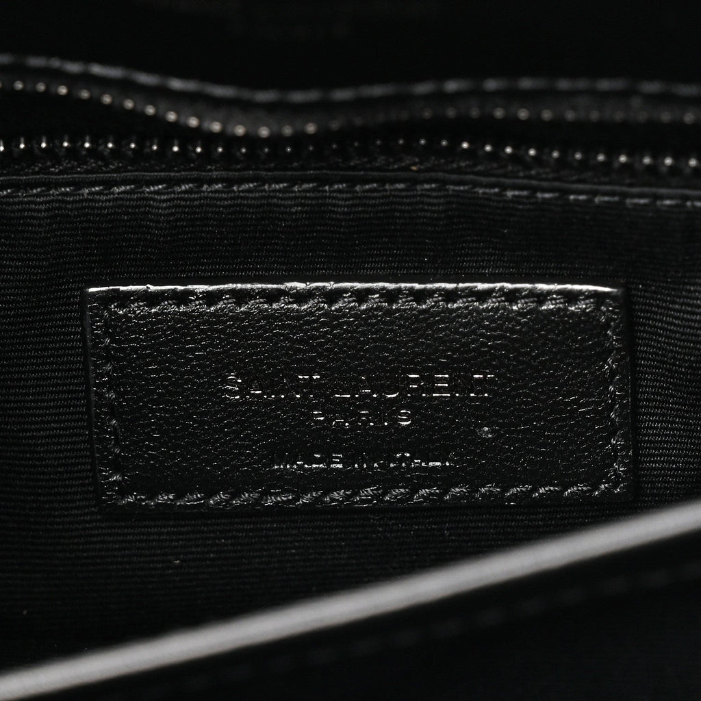 Calfskin Y Quilted Monogram Monochrome Toy Loulou Crossbody Bag Black