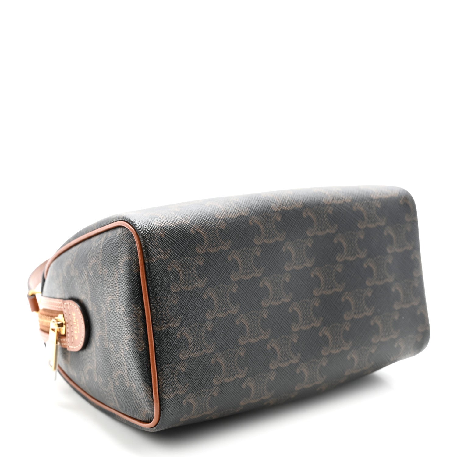 Triomphe Canvas Calfskin Small Boston Bag Tan