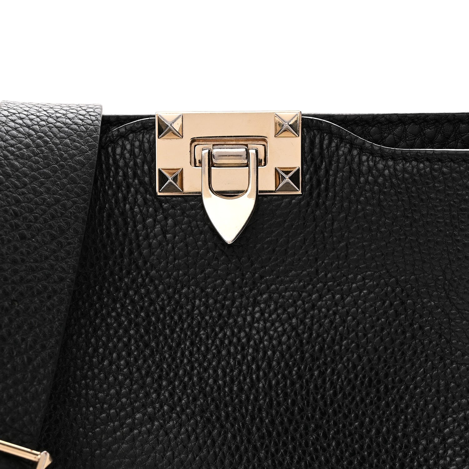 Pebbled Calfskin Mini Rockstud Flip-Lock Messenger Bag Black