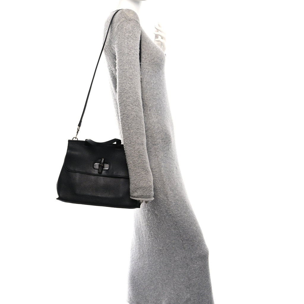 Cellarius Calfskin Bamboo Daily Top Handle Bag Black