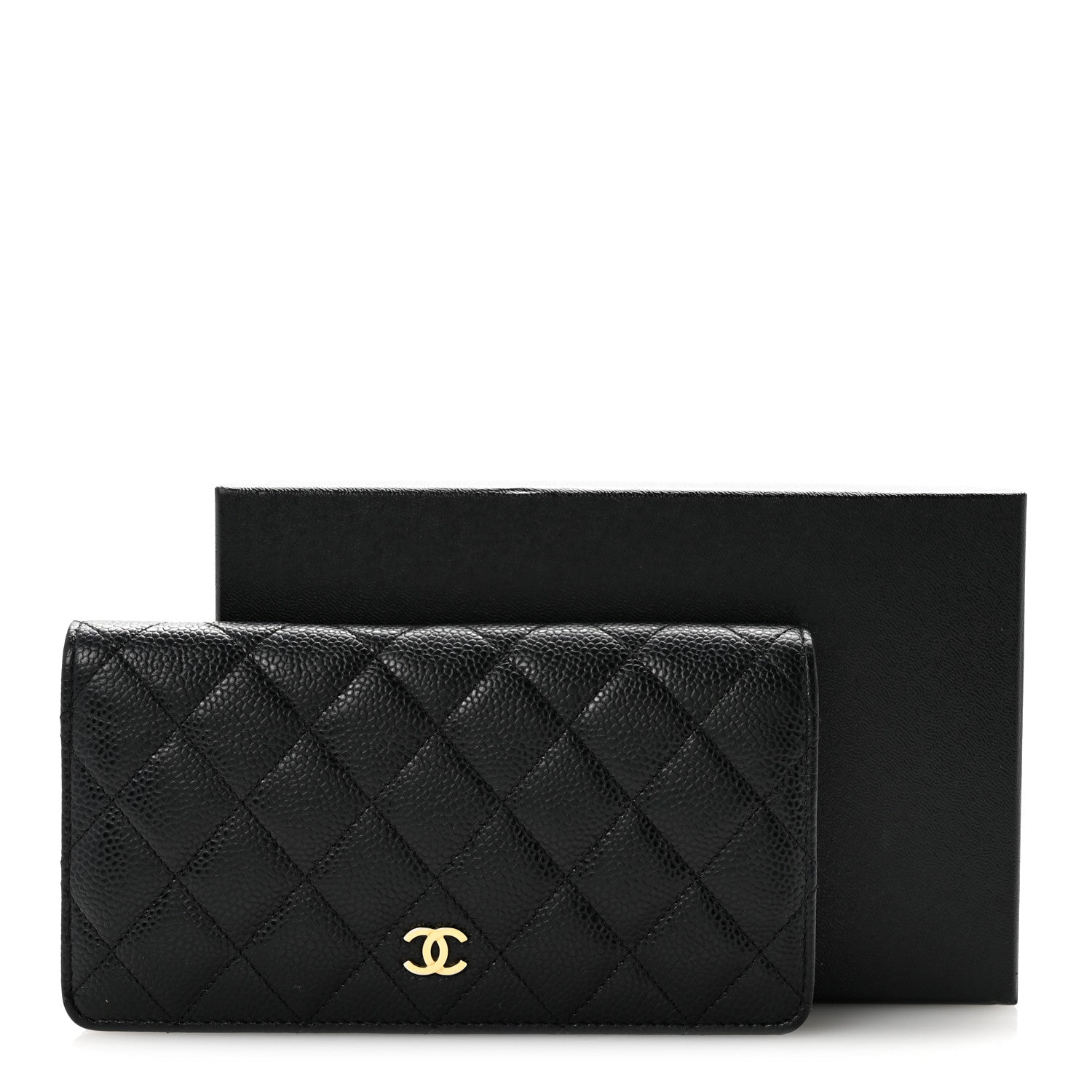 Caviar Quilted Yen Wallet Black